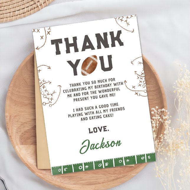 Football First Year Down Birthday Thank You Card (Creator Uploaded)