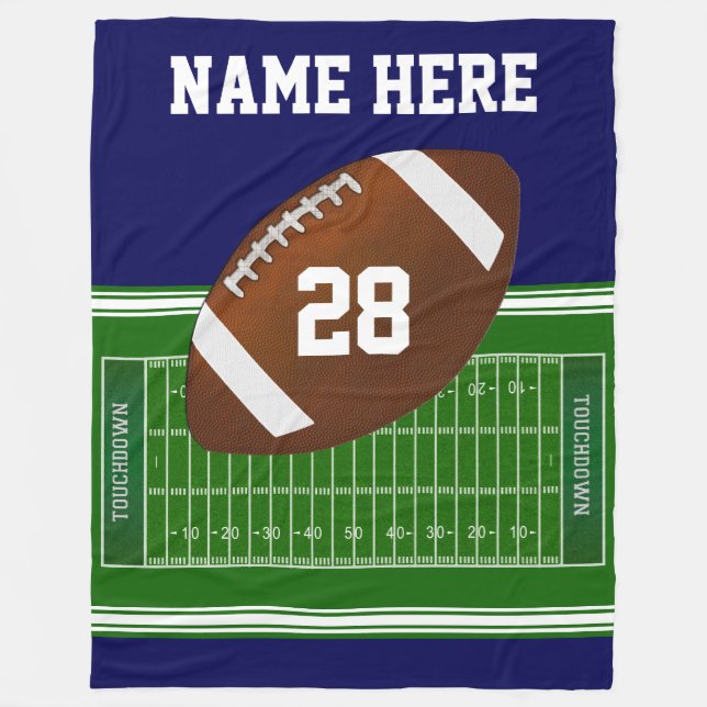 Football Fleece Blanket YOUR Name, Number, Colours (Front)