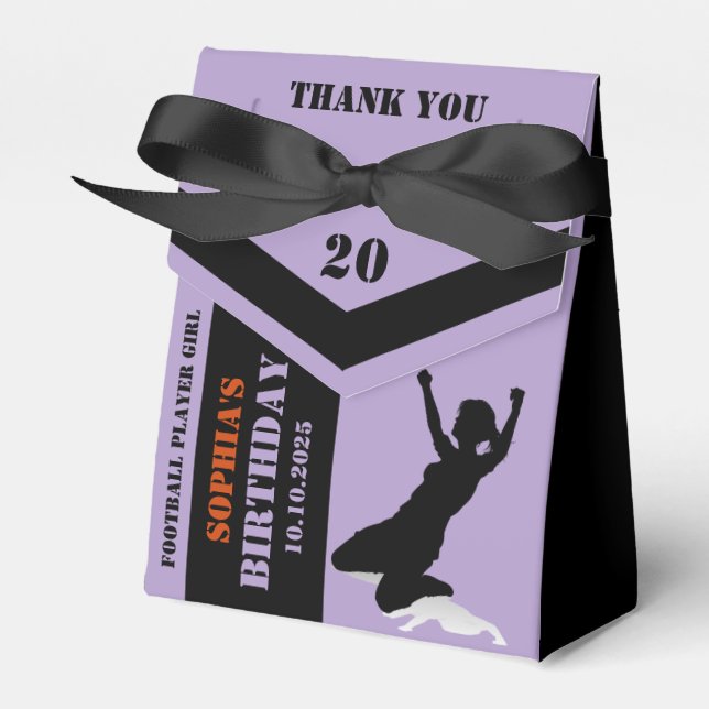 Football, Football Player Girl Birthday Favour Box (Front Side)