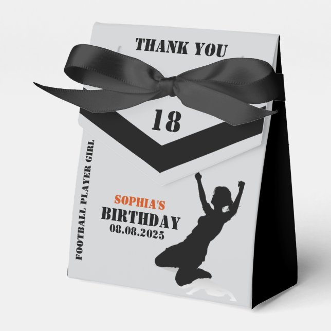 Football, Football Player Girl Birthday Favour Box (Front Side)