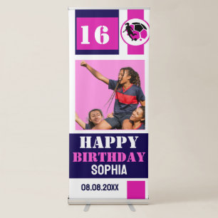 Football, Football Player Girl Birthday Retractable Banner