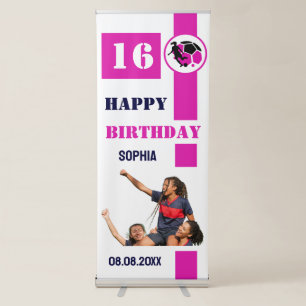 Football, Football Player Girl Birthday Retractable Banner