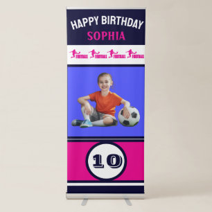 Football, Football Player Girl Birthday Retractable Banner