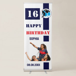 Football, Football Player Girl Birthday Retractable Banner