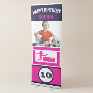 Football, Football Player Girl Birthday Retractable Banner