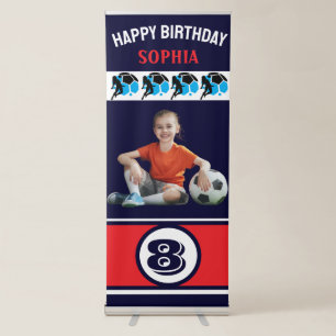 Football, Football Player Girl Birthday Retractable Banner