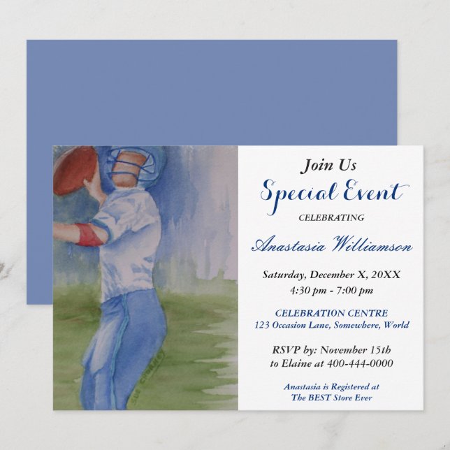 FOOTBALL FUN ARTY EVENT INVITE (Front/Back)