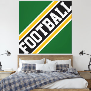 FOOTBALL Fun Forest Green Black Orange Stripes Canvas Print