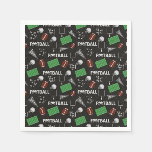 Football Fun on Black Napkin