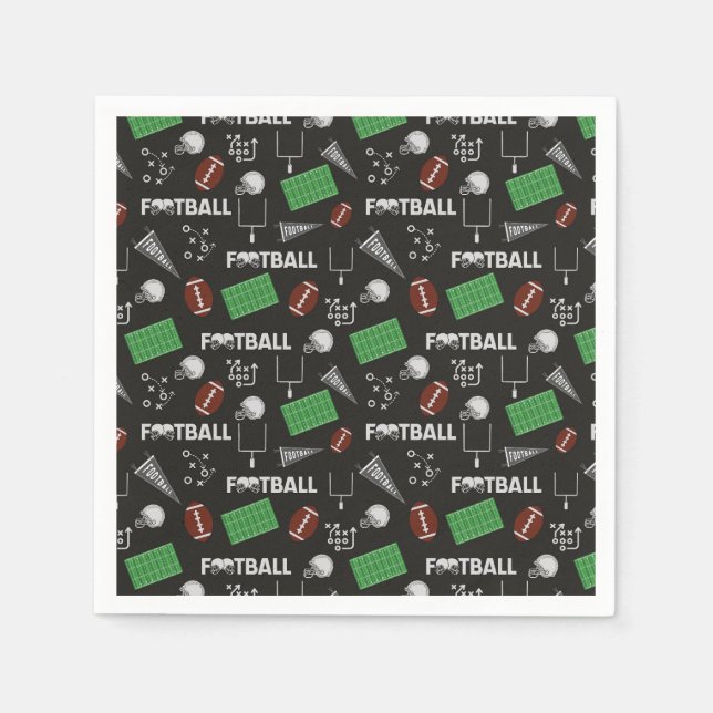 Football Fun on Black Napkin (Front)
