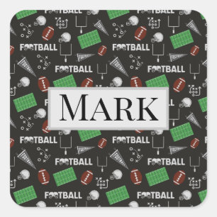 Football Fun on Black Square Sticker