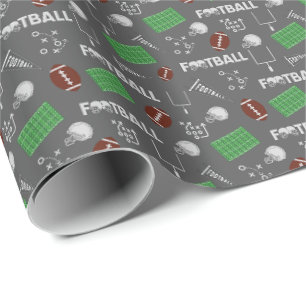 Football Fun on Dark Grey Wrapping Paper