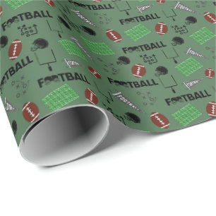 Football Fun on Green Wrapping Paper