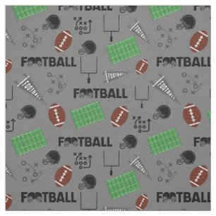 Football Fun on Grey Fabric