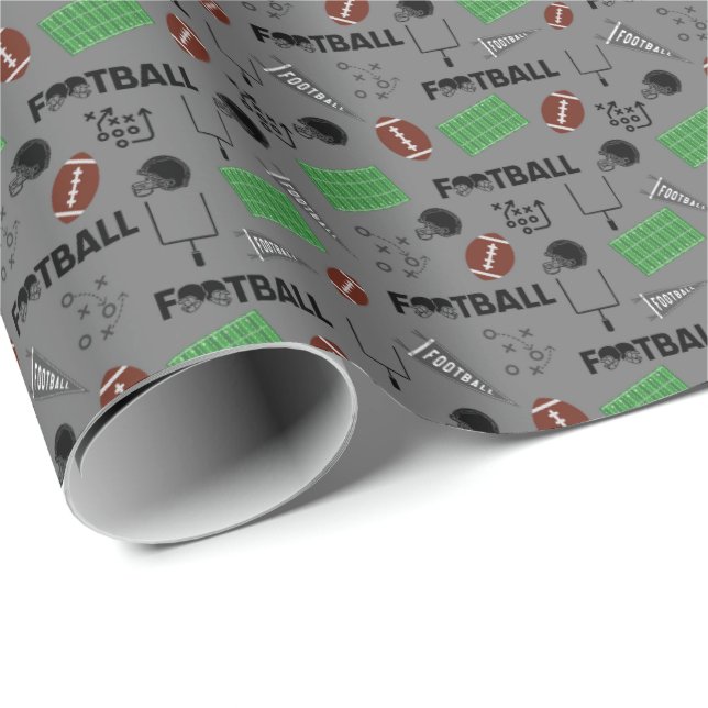 Football Fun on Grey Wrapping Paper (Roll Corner)