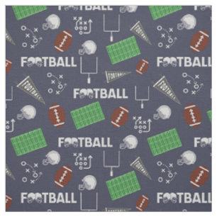Football Fun on Navy Blue Fabric
