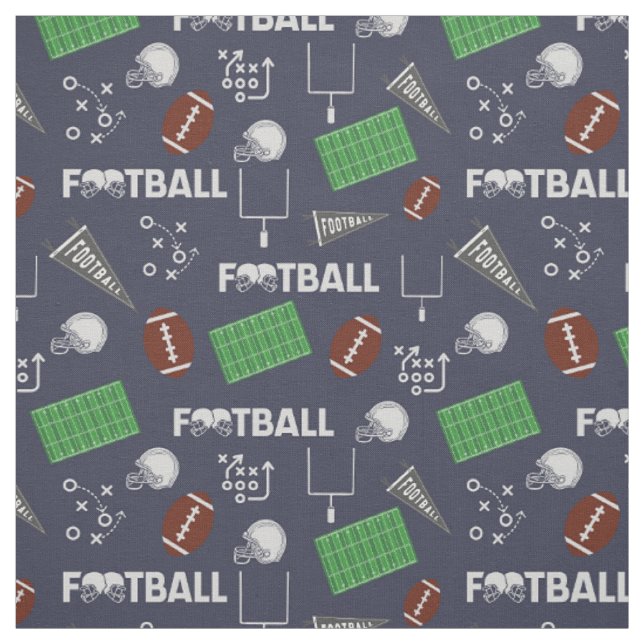 Football Fun on Navy Blue Fabric (Swatch)