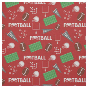 Football Fun on Red Fabric