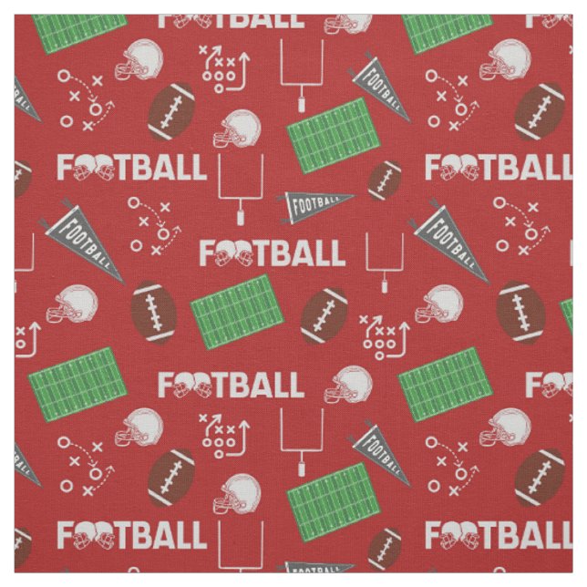 Football Fun on Red Fabric (Swatch)
