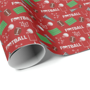 Football Fun on Red Wrapping Paper