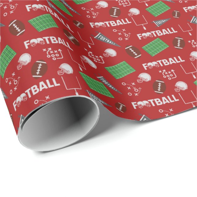 Football Fun on Red Wrapping Paper (Roll Corner)