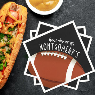 Football Game Day Black Napkin