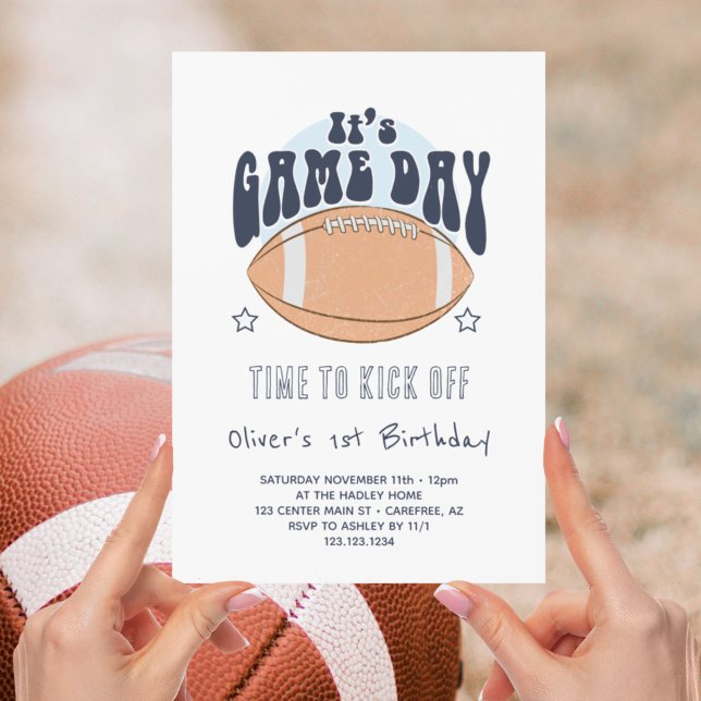 Football Game Day Boy 1st Birthday Invitation (Creator Uploaded)