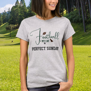 Football Game Day Cat Mum Script Green Light Steel T-Shirt