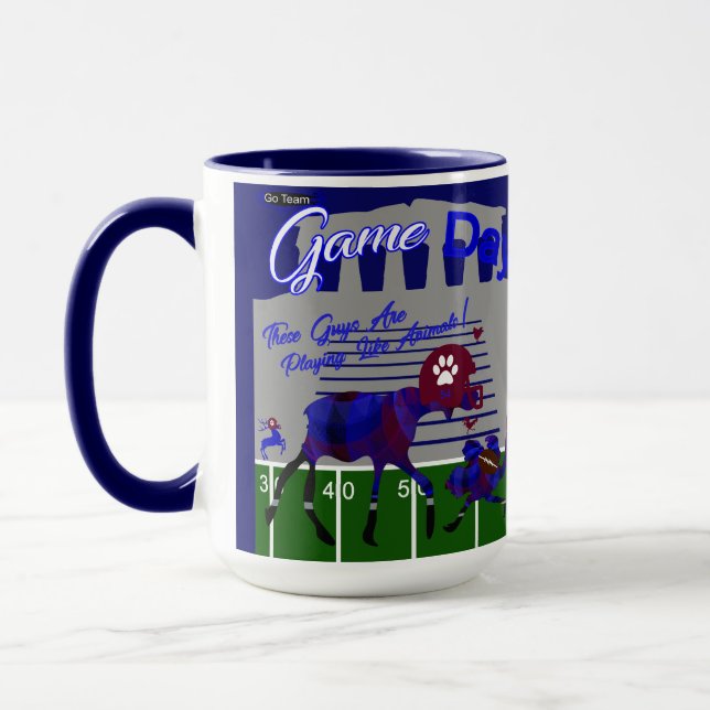 Football Game Day Moose & Ostrich Mug (Left)