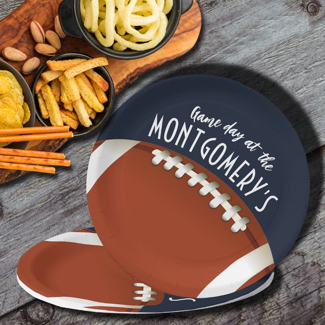 Football Game Day Navy Blue Paper Plate (Creator Uploaded)