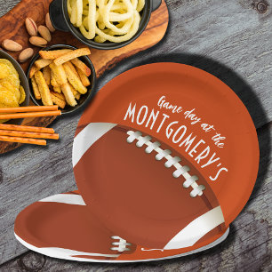 Football Game Day Orange Paper Plate