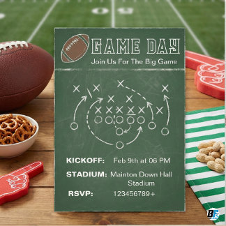 Football Game Day Party | Chalkboard Play Diagram Invitation