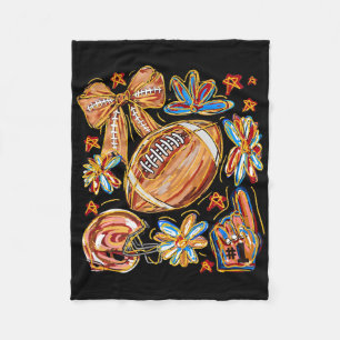 Football Game Day Sport Lover Fall Autumn Floral C Fleece Blanket