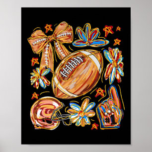 Football Game Day Sport Lover Fall Autumn Floral C Poster