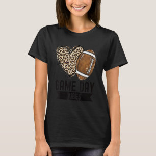 Football Game Day Vibes Mum Womens Leopard Trendy T-Shirt