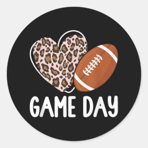 Football Game Day Womens Leopard Cheetah Game Day  Classic Round Sticker