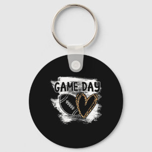 Football Game Day Womens Leopard Cheetah Game Day Key Ring