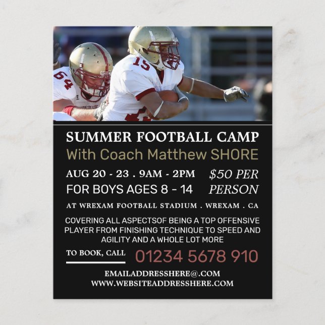 Football Game, Football Camp Advertising Flyer (Front)