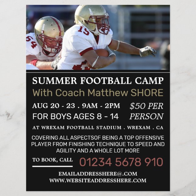 Football Game, Football Camp Advertising Flyer (Front)