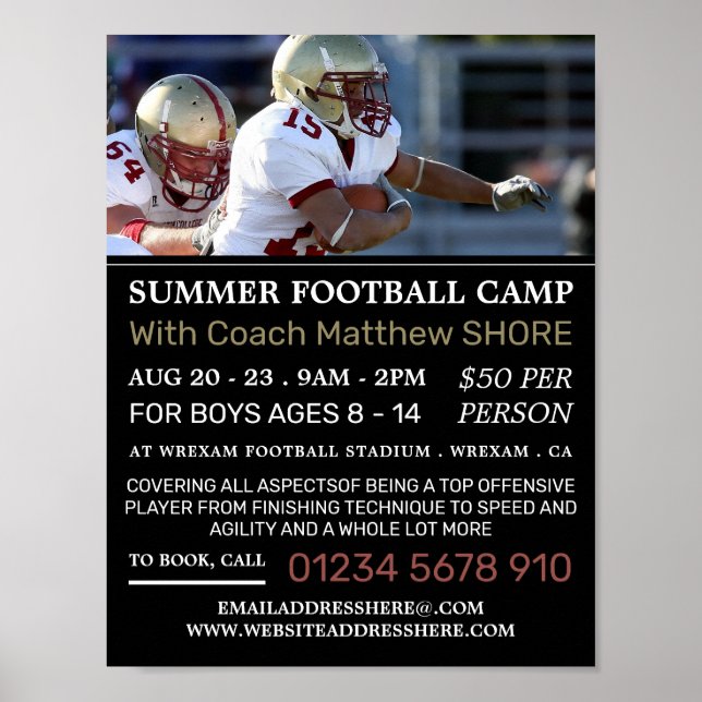 Football Game, Football Camp Advertising Poster (Front)