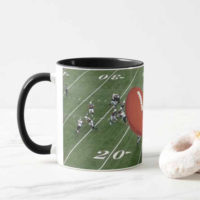 Football Game in Progress Football personalise  Mug (With Donut)