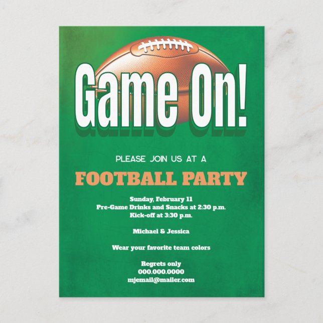 Football Game Party Invitation  Postcard (Front)