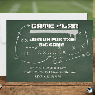 Football Game Plan Chalkboard Big Game Party Invitation