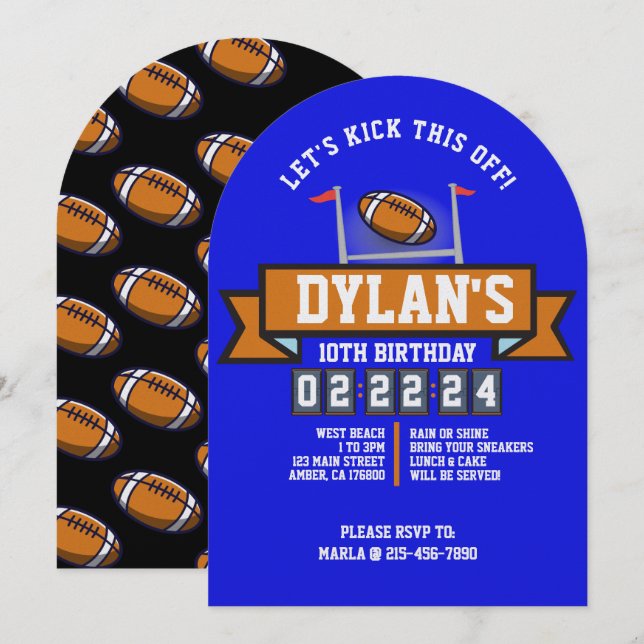 FOOTBALL GAME Sports Kids Birthday Party Invitation (Front/Back)