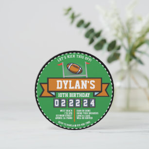 FOOTBALL GAME Sports Kids Birthday Party Round Invitation