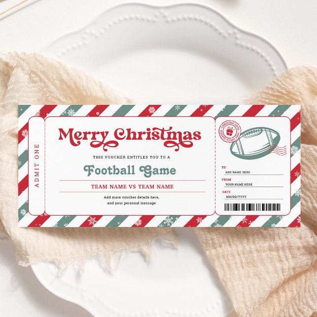 Football Game Surprise Christmas Gift Ticket Invitation (Creator Uploaded)