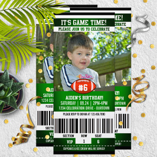 Football Game Ticket Birthday Party  Invitation