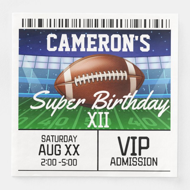 Football Game Ticket Super Party Napkin (Front)