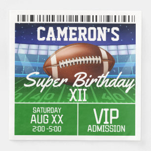 Football Game Ticket Super Party on Green Napkin