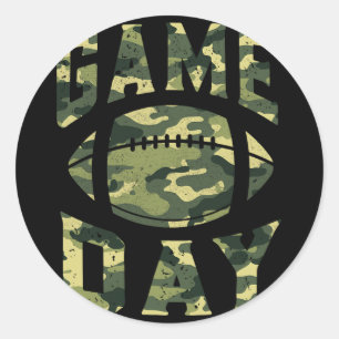 Football Gameday Game Day Camo Flag Patriotic Usa Classic Round Sticker